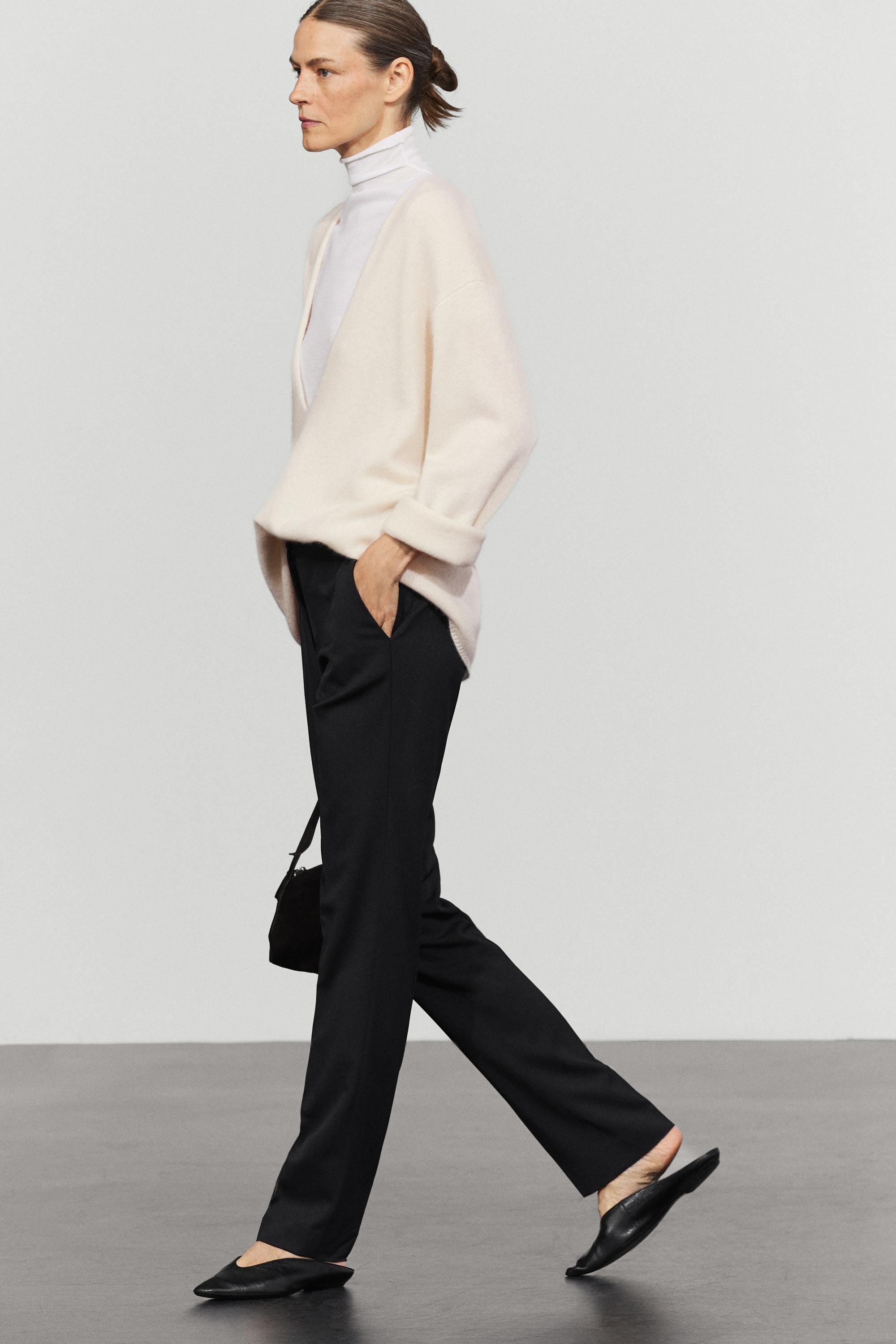 Pantalon taille fine en laine mélangée